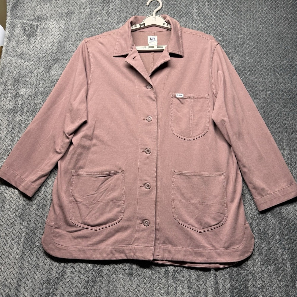 Lee Women's Workwear Jacket XL Dusty Pink Cotton Blend Button Front Utility
